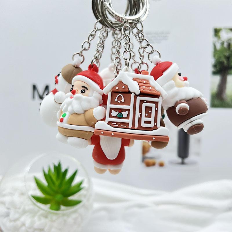 Christmas Resin Keychain Set - Festive Santa Tree Charms with Metal Hooks for Gifts Bags & Home Decor