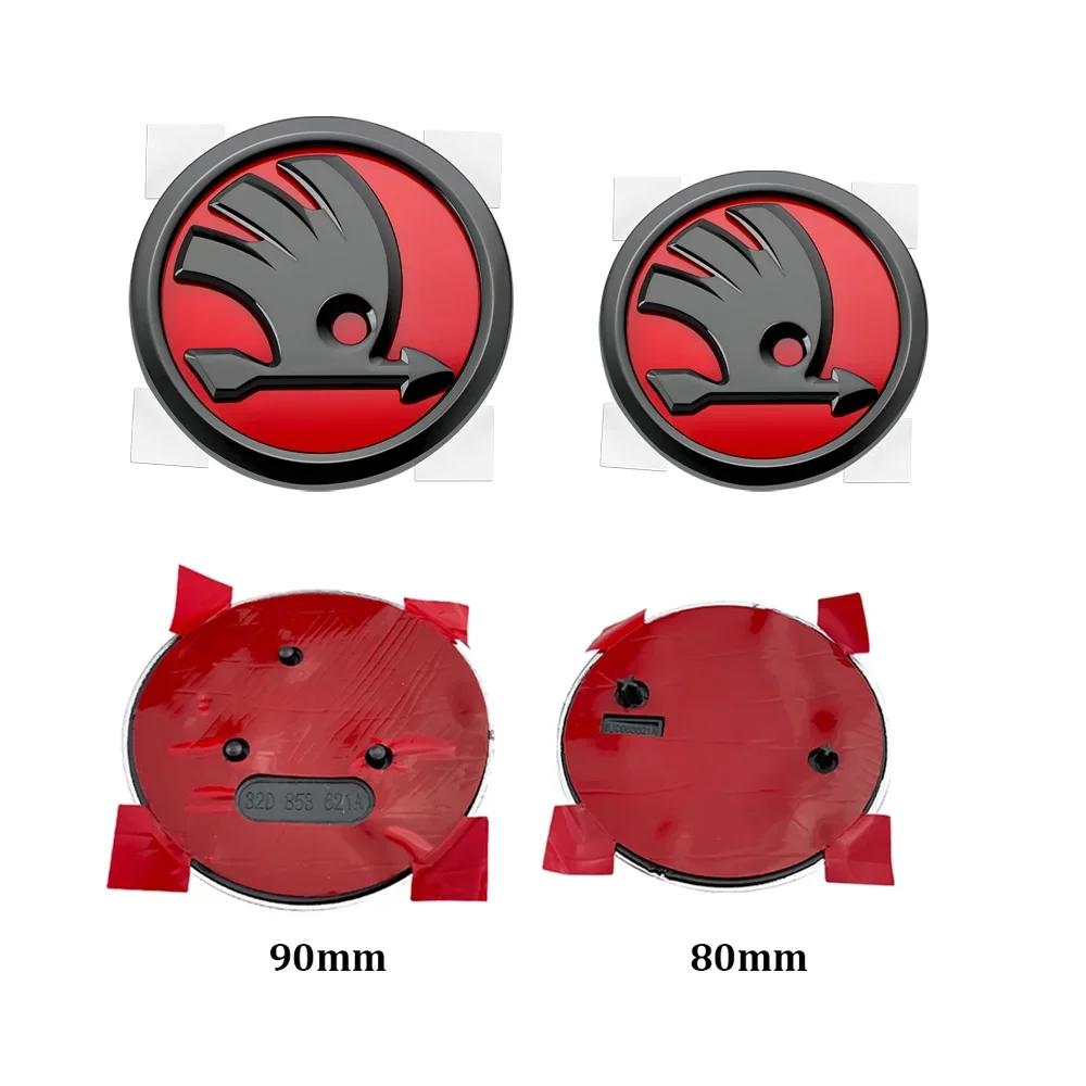 2025 Hot 2Pcs 80mm 90mm Emblem For Skoda Fabia 1 2 Octavia a7 RS Superb Rapid Yeti Karoq Vision Car Head Front Rear Boot Tailgat