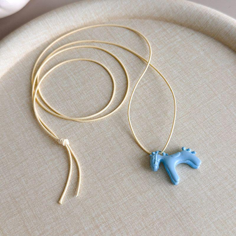 

Colorful 3D Little Horse Pendant Necklace - Cute Summer Choker & Versatile Sweater Chain