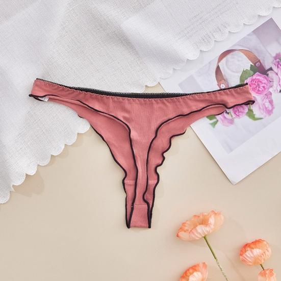 Women's Thong Seamless Low Rise Cotton Underwear Sexy Ruffle Hem Bikini Panties Ladies Breathable Briefs