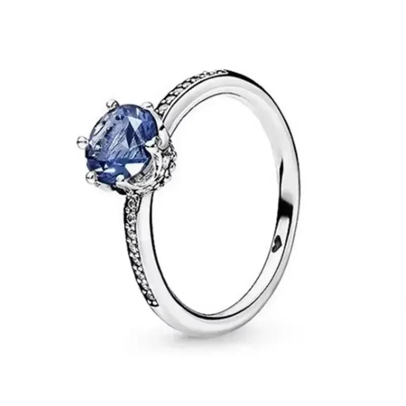 925 Sterling Silver Shiny Classic Square Crown Heart-shaped Ring Exquisite Luxury Charm Jewelry Holiday Surprise Gifts