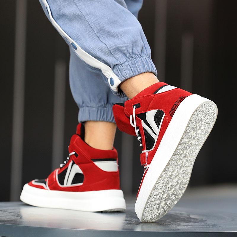 new high top personality youth board shoes male thick soles increase casual shoes male color matching fashion shoes