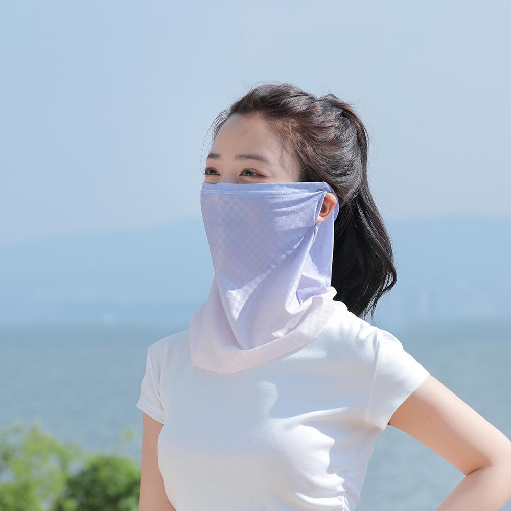 Summer Ice Silk Mask UV Protection Sunscreen Elastic Cycling Face Scarf Cooling Breathable Outdoor Sport Hiking Neck Wrap Cover