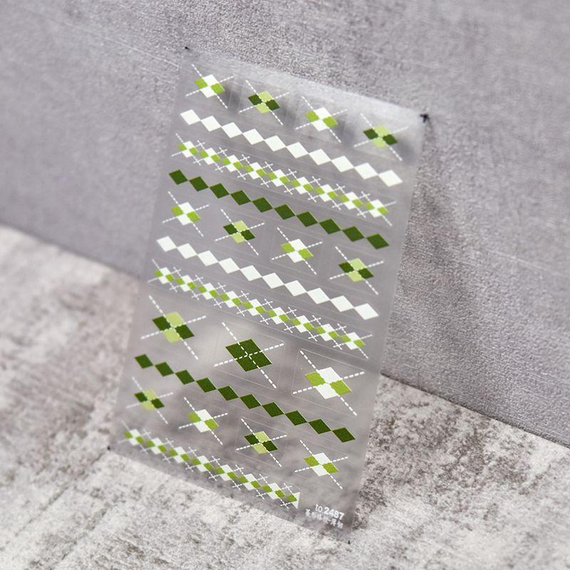 

Pink Blue Green Rhombus Gingham Thin Tough Nail Sticker Green Diamond check 2487