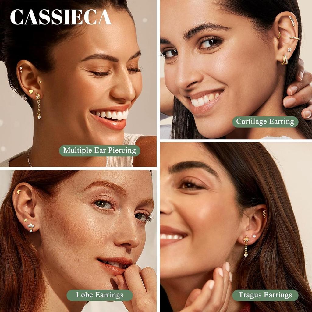 Bobisty Surgical Steel Flat Back Earrings for Women Helix Stud Hoop Earrings Cartilage Earrings Tragus Helix Piercing Jewelry