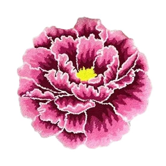 

Fuzzy Floral Floor Mat Plush Peony Bath Rug with Anti Slip Backing Washable Flower Shaped Living Room Rug for Bathroom Nursery Bedroom Kitchen 40cm розовый