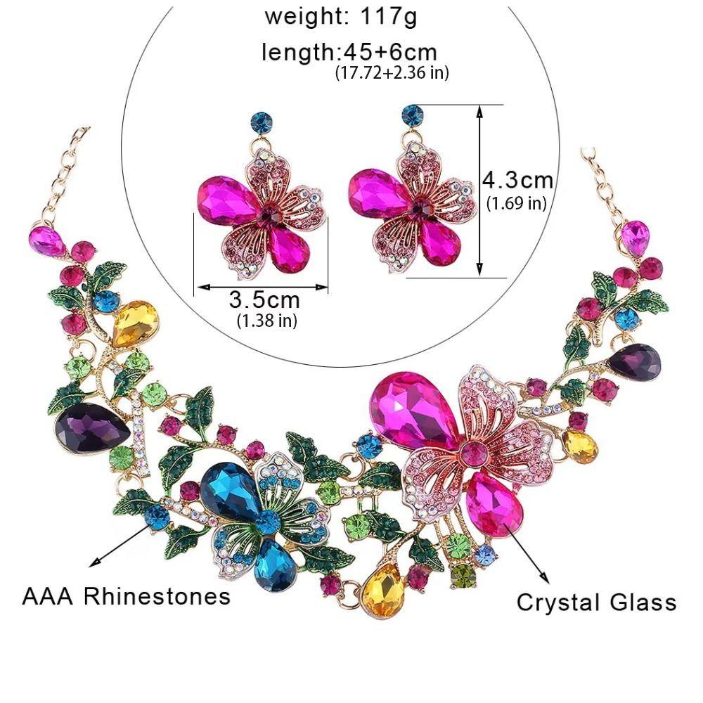 Shining Rhinestone Jewelry Set Exquisite Crystal Necklace Set Bridal Necklace Earrings Set  Banquet