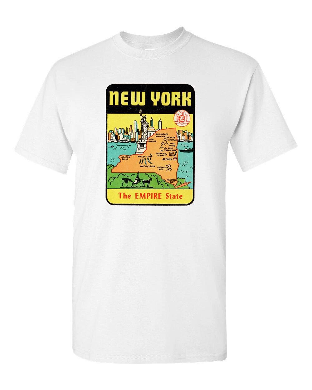 Retro Travel Tee T Shirt Vtg Art Souvenir New York Empire State Tourist 4XL