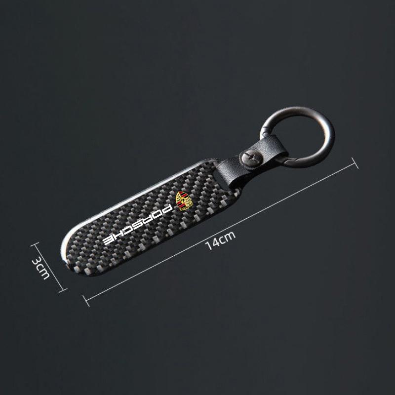 Carbon Fiber Car Keychain Key Ring Anti-Loss Keyring For Porsche Panamera Cayenne 911 718 Taycan Macan Carrera-GT 944 918-Spyder