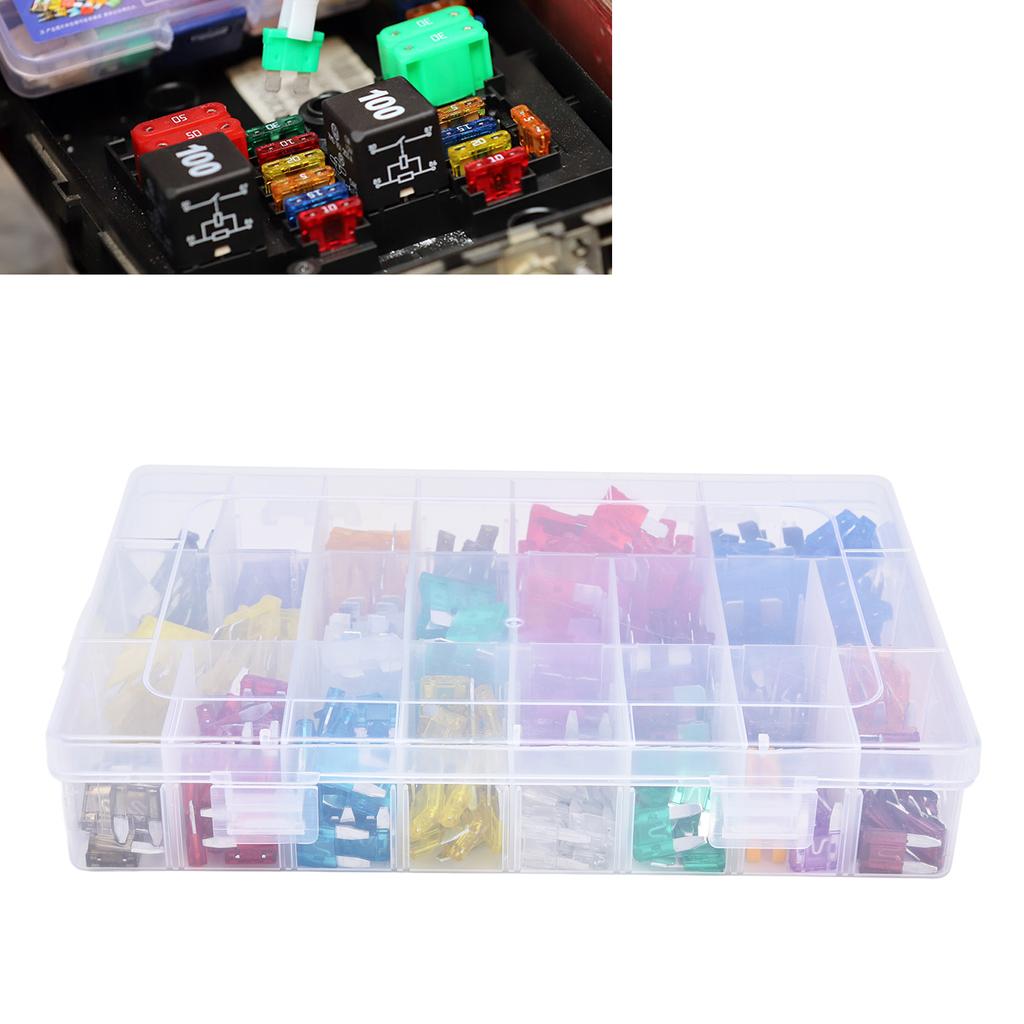 300Pcs Car Fuse Blade Small Medium Quick Fusing 2A‑40A Assortment Set Kit for Protection