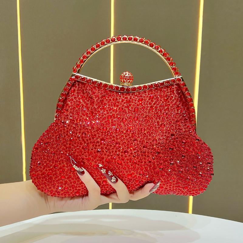 2025 New Fashion Luxury Fine Diamond Inlay Evening Clutch Bag Women Brand High End Rhinestone Handbag Wedding Party Shoulder Bag