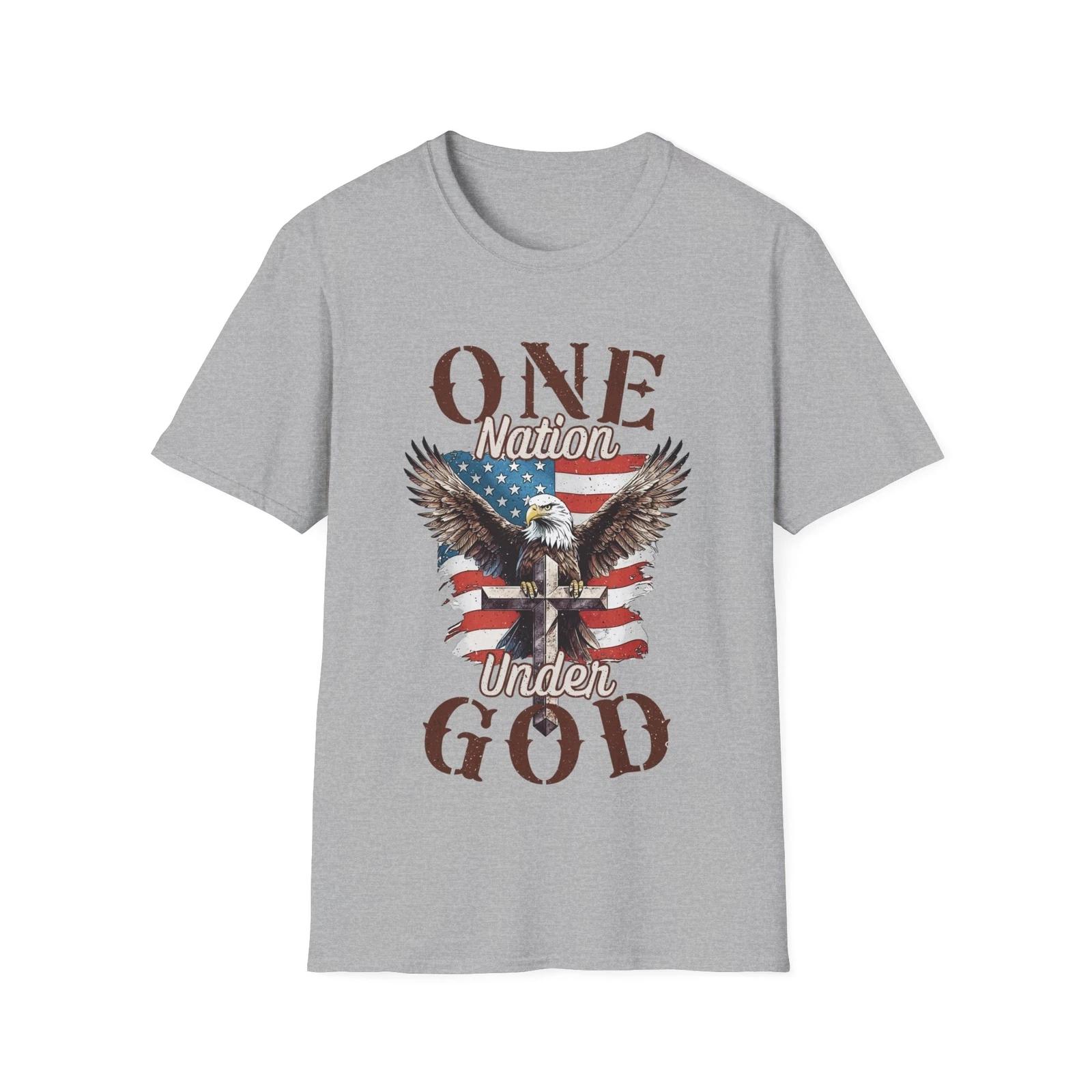 One Nation Under God Flag Eagle Shirt Unisex Patriotic T-shirt American USA Flag S