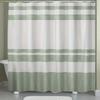 1pc Green Stripes on White Polyester Shower Curtain - Machine Washable Bathroom Decor with Hooks, Modern Minimalist Design for