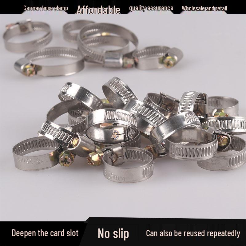 Stainless Steel German-Style Hose Clamp for 13-19mm Pipes (Pack of 10)