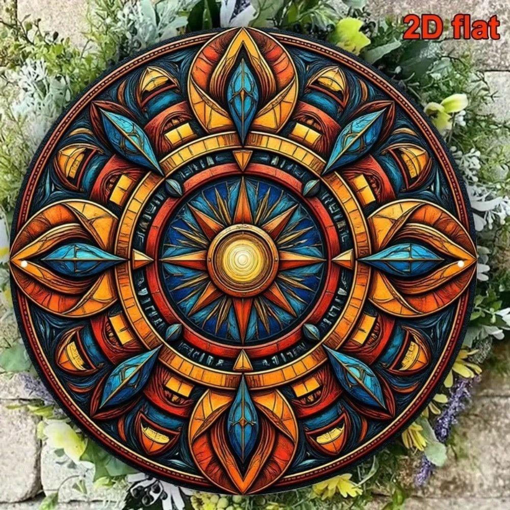 Round Aluminum Mandala Metal Wall Poster Bright Living Room Decor