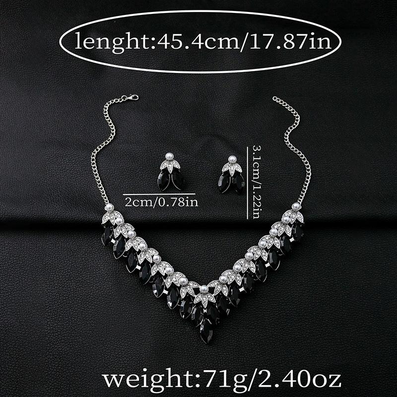 Strass-Halskette und Ohrringe für Frauen, geometrischer Wassertropfen-Anhänger, Hochzeit, Brautschmuck-Set