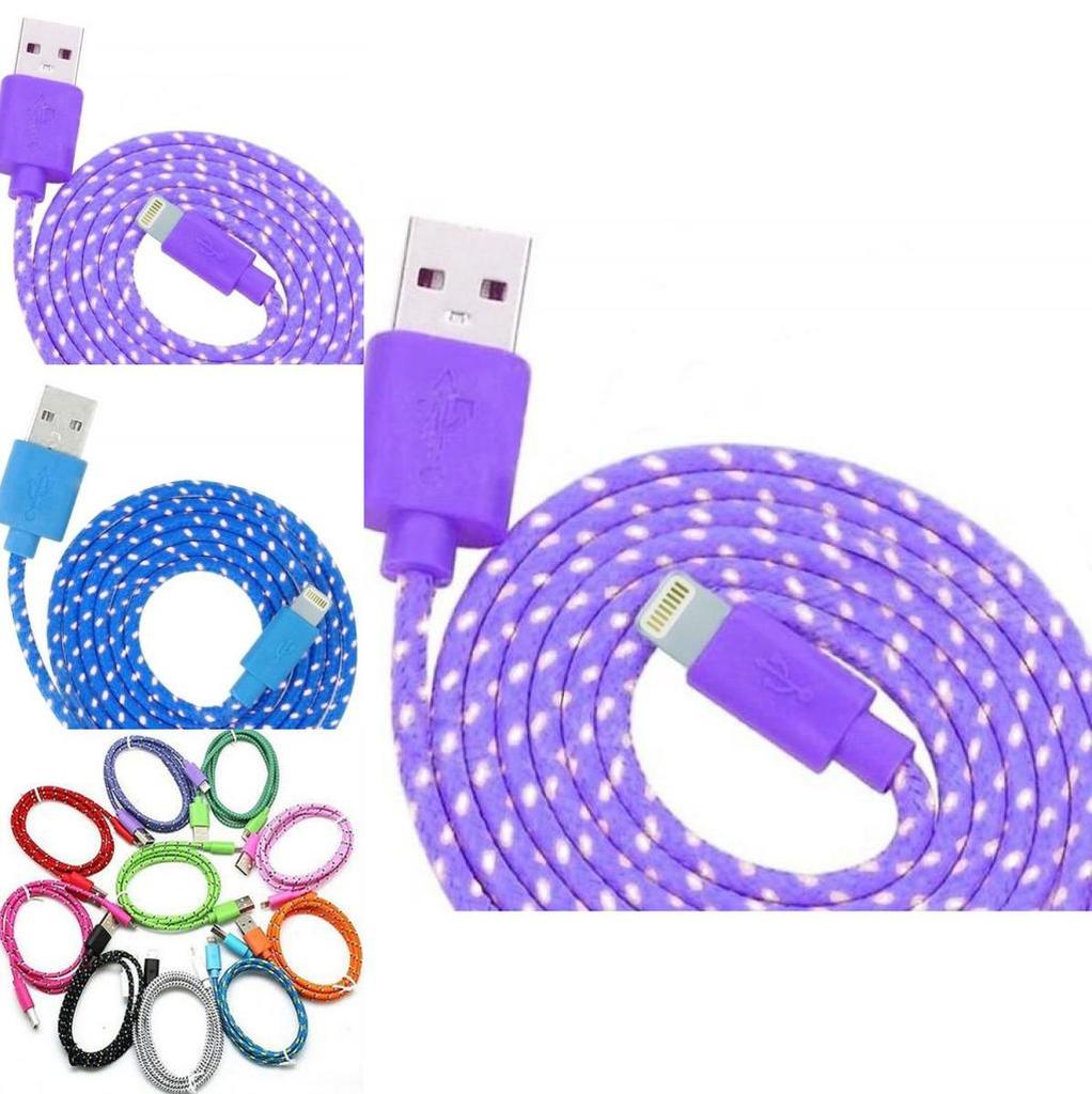 Data Line Usb Data Sync Charger Cable For Iphone Se 5 6 7 8 X Plus Colorful Woven Data Line Charger Cable