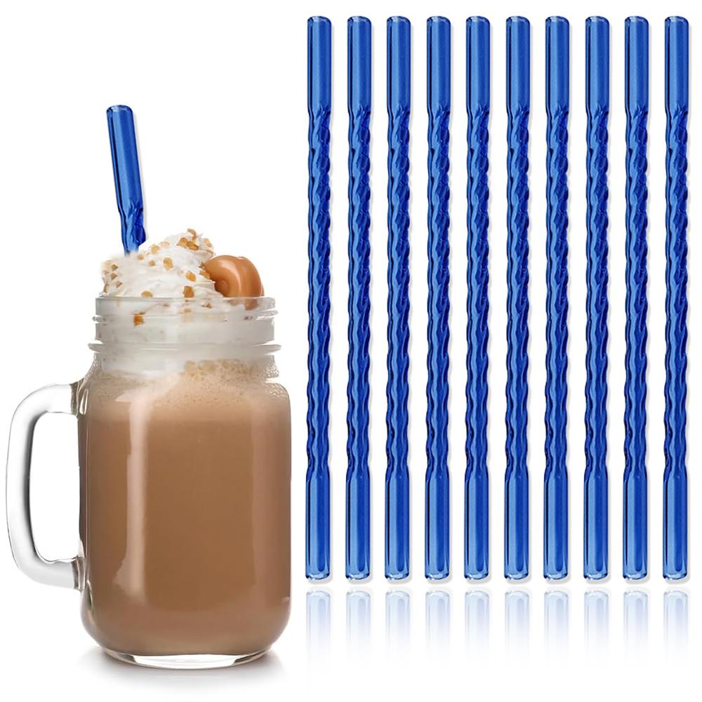10Pcs Coloful 8mm Glass Straw Reusable Drinking Straws Heat-Resistant Straw For Festival Party Wedding Cocktail Bar Beachs