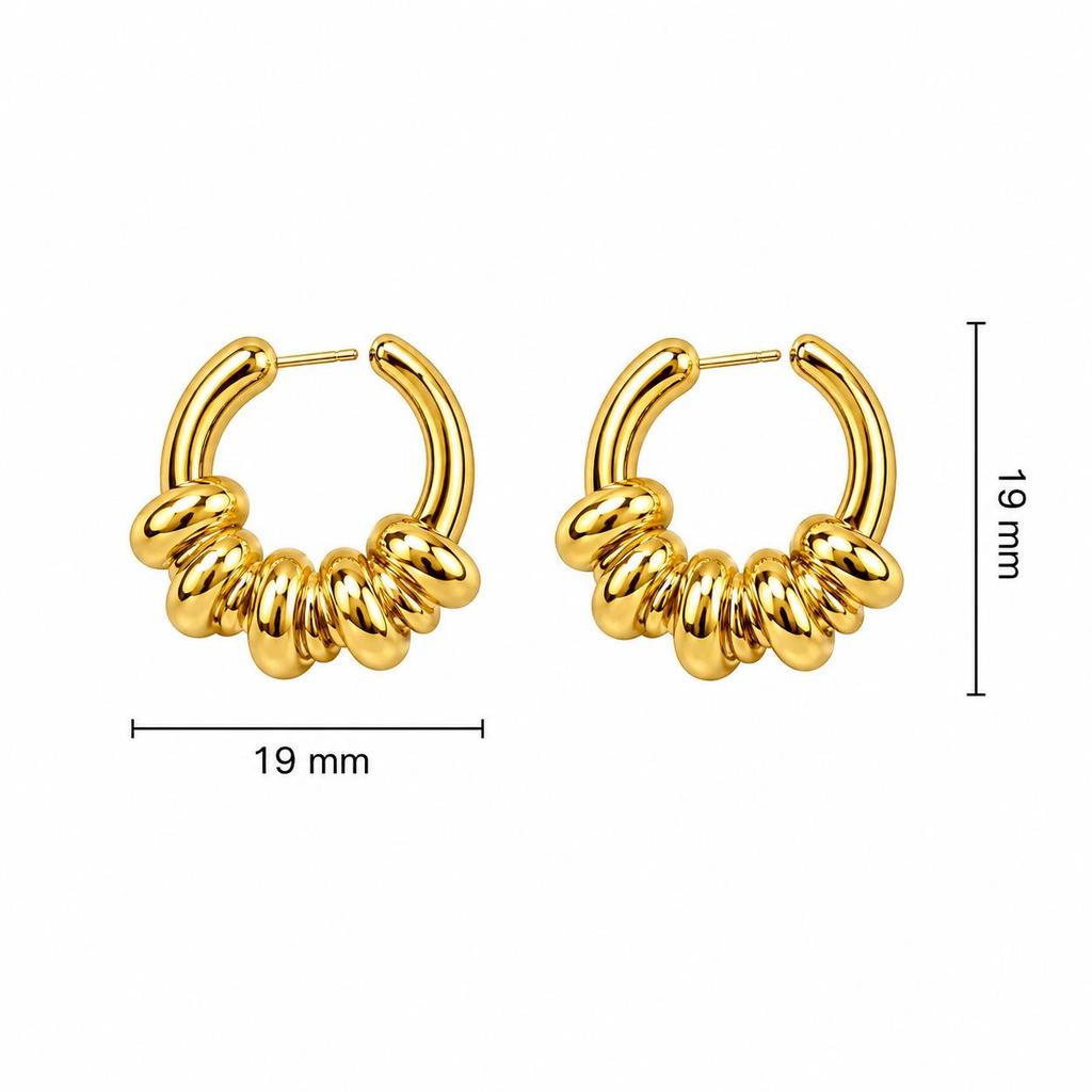 European & Korean Elegant Simple Round Stud Earrings - Circle Design, Stainless Steel