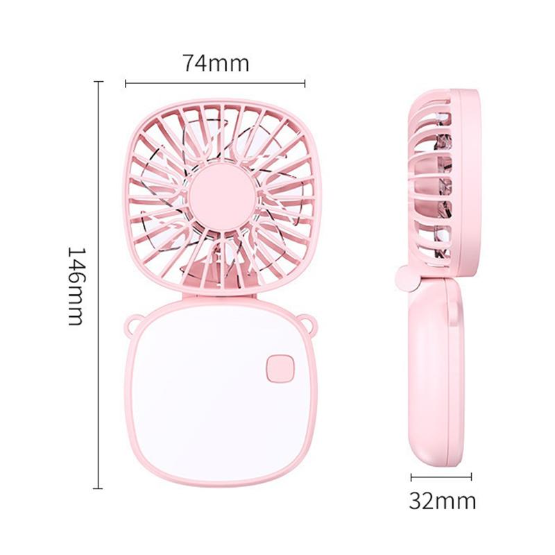 Multi-Functional Mini Handheld Fan With Makeup Mirror Foldable Small Electric Fan Usb Rechargeable Portable Hanging Neck Fan