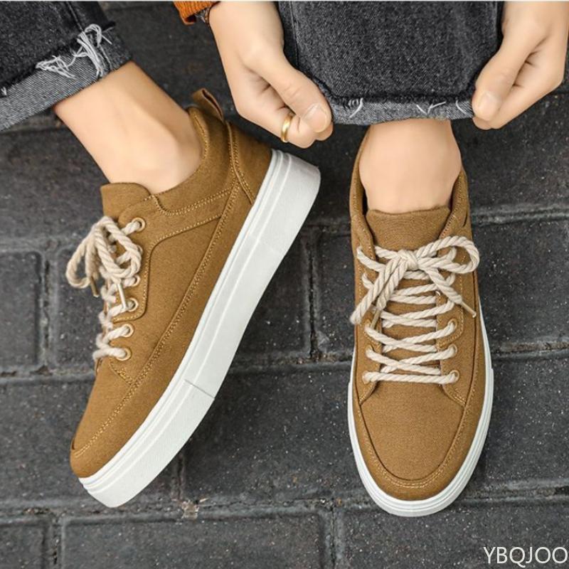Fashionable and Versatile New Casual Lace Up Sports Men's Shoes Trendy Street Round Toe Sports Men's Canvas Board Shoes