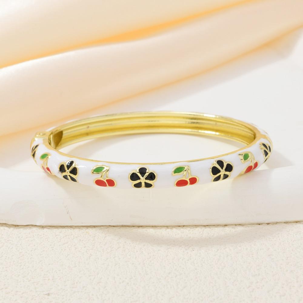 Hawaiian Enamel Vintage Cloisonne Bangle Traditional Chinese Chinese Flower Bangle Classic Ethnic Women's Hand Bracelet Ladies