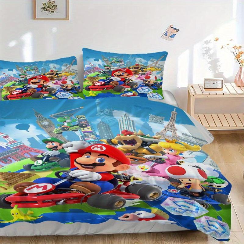 

3pcs Mario Kart Inspired Print Cover Set Ultra Soft, Breathable, and Comfortable Bedding with Stylish Design for Bedroom and Guest Room Decor 1 C 135x200cm