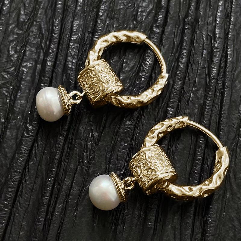

Sweet Bead Drop Earrings Women s Vintage Heavy Industry Floral Temperament Ear Buckle Trendy Style Elegant Classic Accessories
