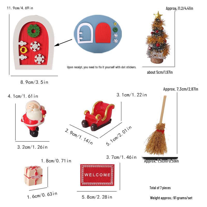 Dollhouse Christmas Festival Decor: Mini Christmas Tree & Snowflake Door Accessories