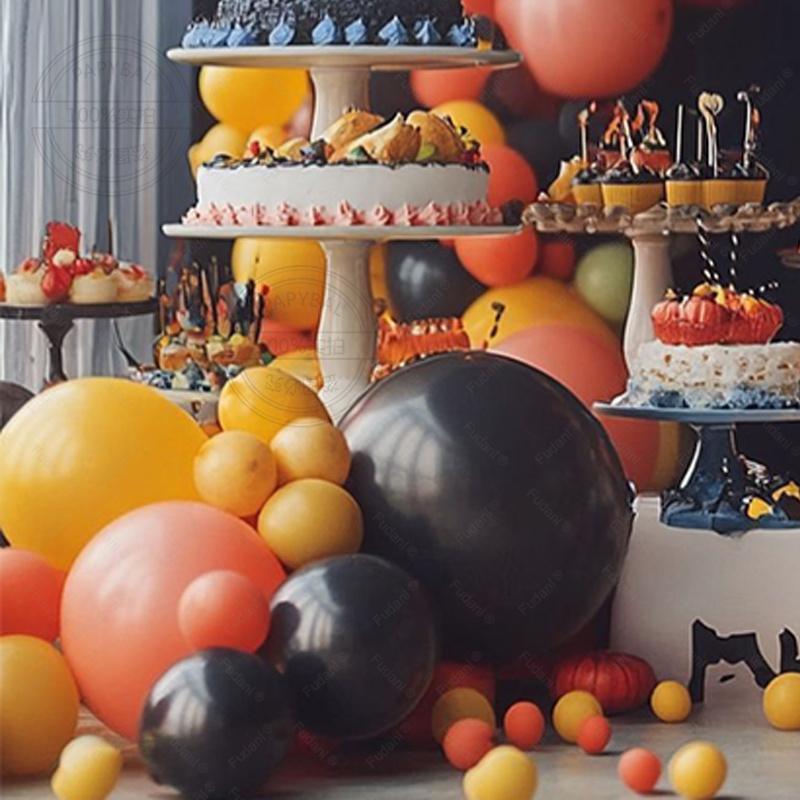 125PCS Halloween Balloon Set Black Orange Series Latex Balloon Chain Arch Set Halloween Party Festive Party Decoration Supplies·