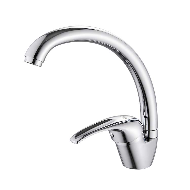 Hot and Cold Zinc Alloy Kitchen Basin Faucet Big Bend Mixed Water Wash Faucet (as the picture,Chrome)