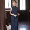 Blue Sleeveless National Style New Chinese Daily Suzhou Long Cheongsam Improved Young 1011 New Women's High Sense