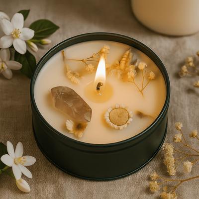 Bougie Parfumée en Cristal Quartz Rose Jardin de Jasmin Lion