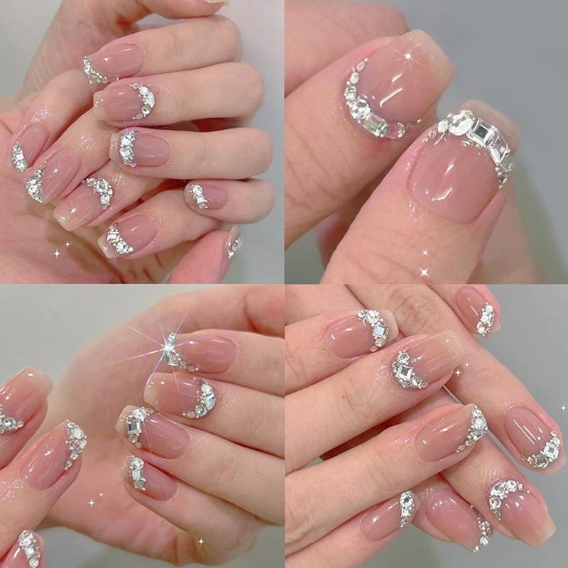 50Pcs Mini Shaped  Diamond Nail Decorations Flat Bottomed  Mixed Color Glass Gemstone Diy Manicure Accessory