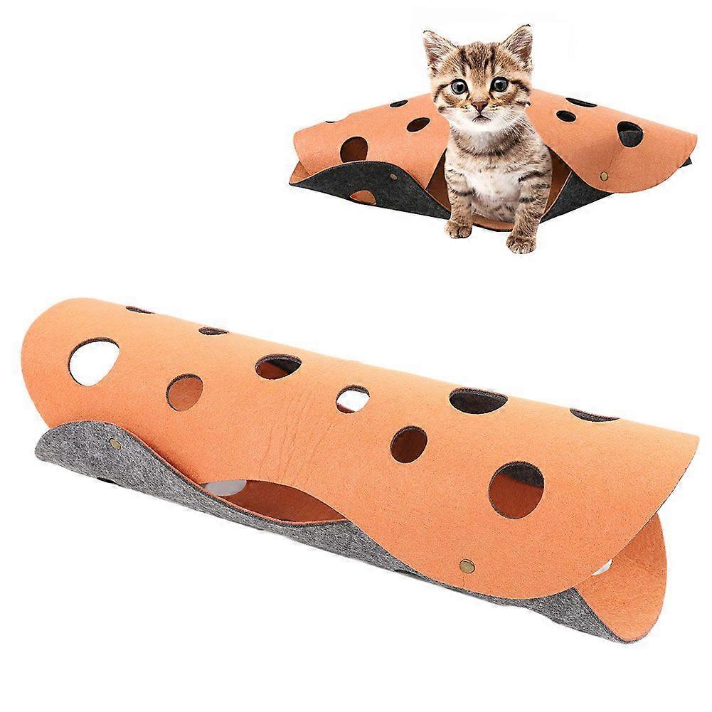 SCSYV DIY Cat Tunnel Toys Detachable Folding Pet Cat Felt Playing House with Holes