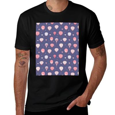 Hot Air Balloon Pattern Cute Colorful Vintage Retro T-Shirt T Shirts for Man Graphic Tees T Shirt Man Plain T-Shirt