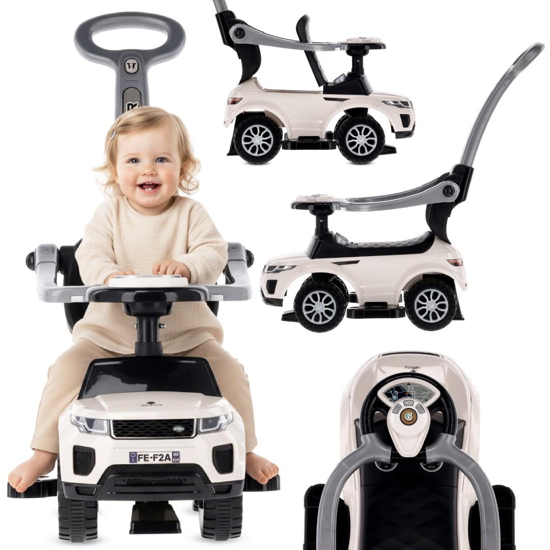 Loopauto kinderauto schuifauto vanaf 1 jaar en duwauto met claxon en muziek, opbergruimte onder de zitting (Wit)