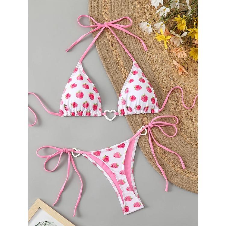 

Розовый бикини Push Up Micro Bikinis женские купальники клубничного цвета из 2 частей купальник стринги купальные костюмы роскошная пляжная одежда L