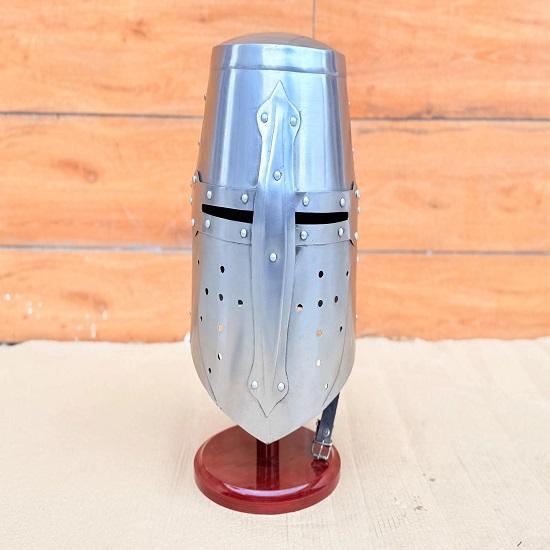 Silver Templar Helmet  Medieval Crusader Helmet  LARP Cosplay Halloween Costume Best Gift Halloween