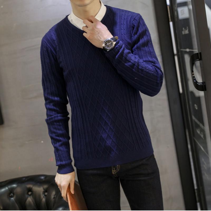 

Весенне-осенний новый мужской пуловер с v-образным вырезом, повседневный однотонный тонкий свитер XXXL