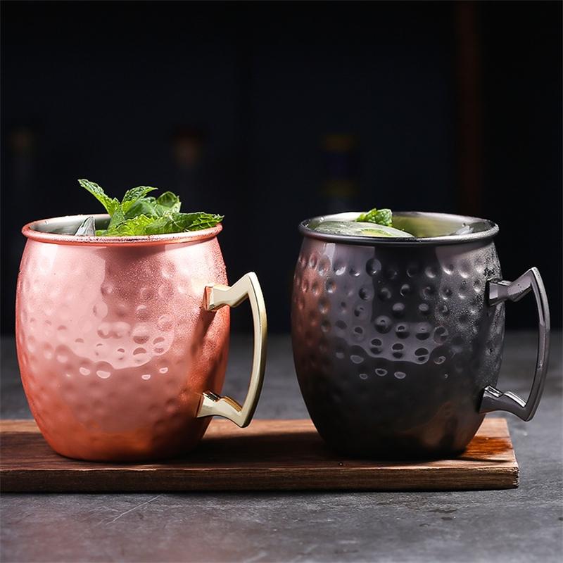 4pcs 550ml Hammered Copper Plated Moscow Mule Mug Cocktail Beer Coffee Cup Drinkware Tazas