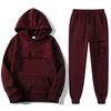 Unisex Oversized Hooded Sweatshirt Set With Heart Print Fleece Lined Casual Sportswear Fall