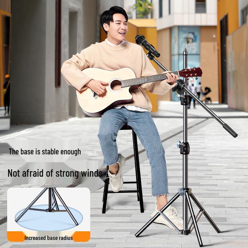 Universal Floor-Standing Metal Microphone Stand with Retractable Clip