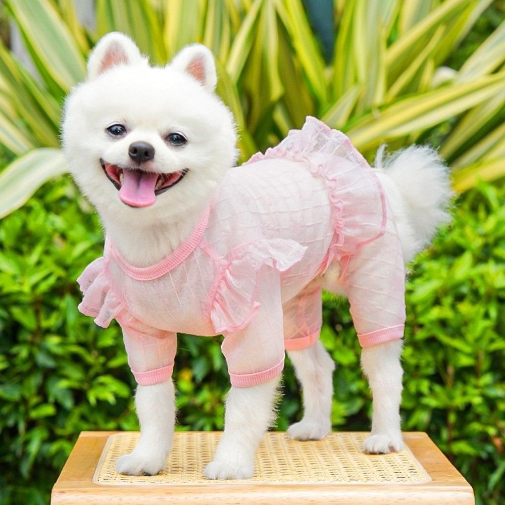 

Quick Drying Dog Cooling Jumpsuit Breathable Sunproof Vest Fashion Dog Mesh Vest Daily Wear M розовый