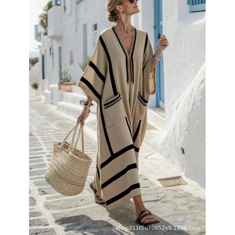 European and American bohemian women's dress seaside vacation elegant fashion print