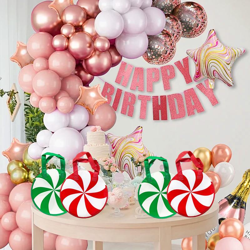 1/10PC Candy Cane-Shaped Birthdays Green & Red Striped Design Weddings Gift Bag Candy Cane Decorations 2 Colors