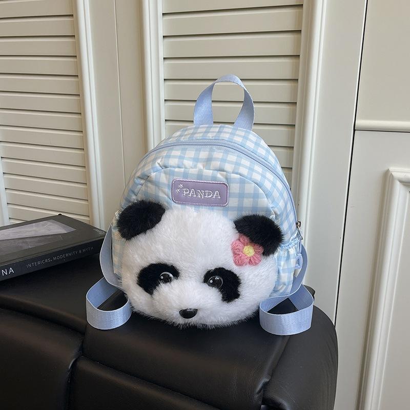 Schoolbag1011 New Red Panda Double Shoulder Schoolbag Kindergarten Boys and Girls Baby Cute Children's Backpack Parent-child Bag