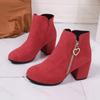 Women's Ankle Boots New 2026 Retro ZipperPlatform Short Boots Autumn Fashion Retro Outdoor PU Leather Boots Large Size 36-42