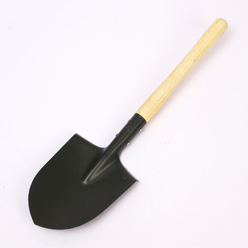 Manganese Steel Green Entrenching Tool: Small Iron Shovel with Wooden Handle for Flood Prevention and Firefighting.