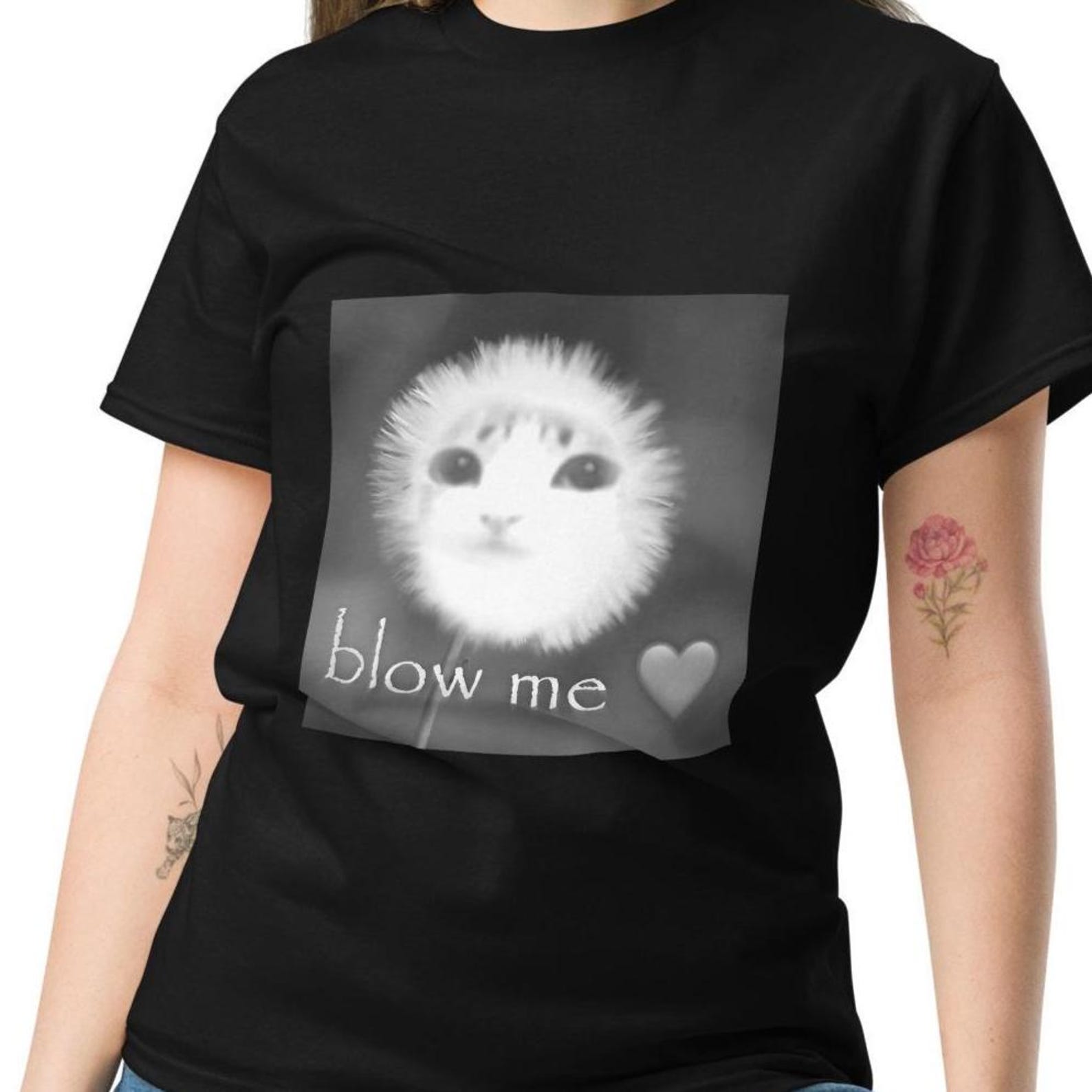 Funny Blow Me Cat T-shirt, Inappropriate Shirts, Unisex Graphic Tee M